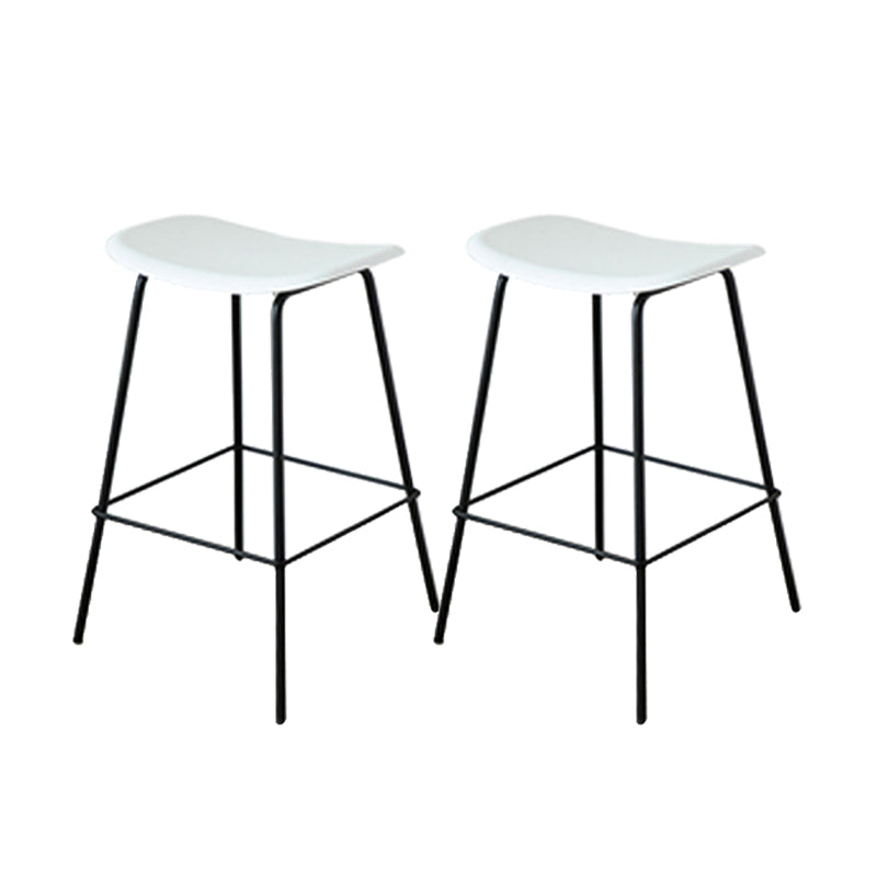 Contemporary Contoured Seat Armless Bar Stools with Metal Legs