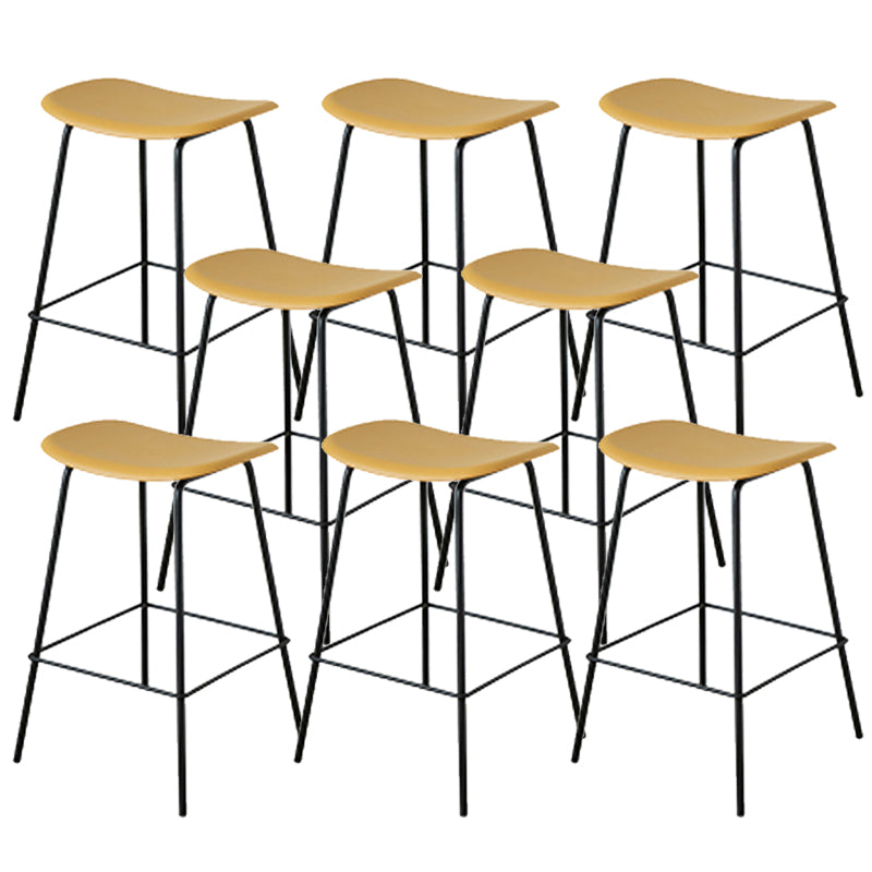 Contemporary Contoured Seat Armless Bar Stools with Metal Legs