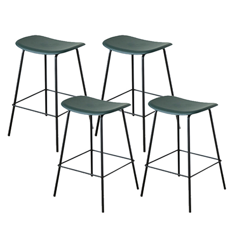 Contemporary Contoured Seat Armless Bar Stools with Metal Legs