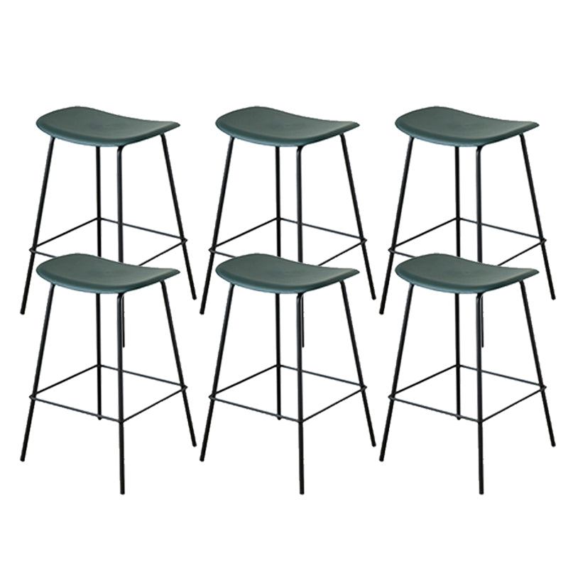 Contemporary Contoured Seat Armless Bar Stools with Metal Legs