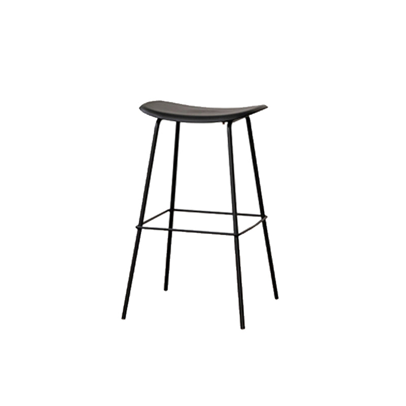 Contemporary Contoured Seat Armless Bar Stools with Metal Legs
