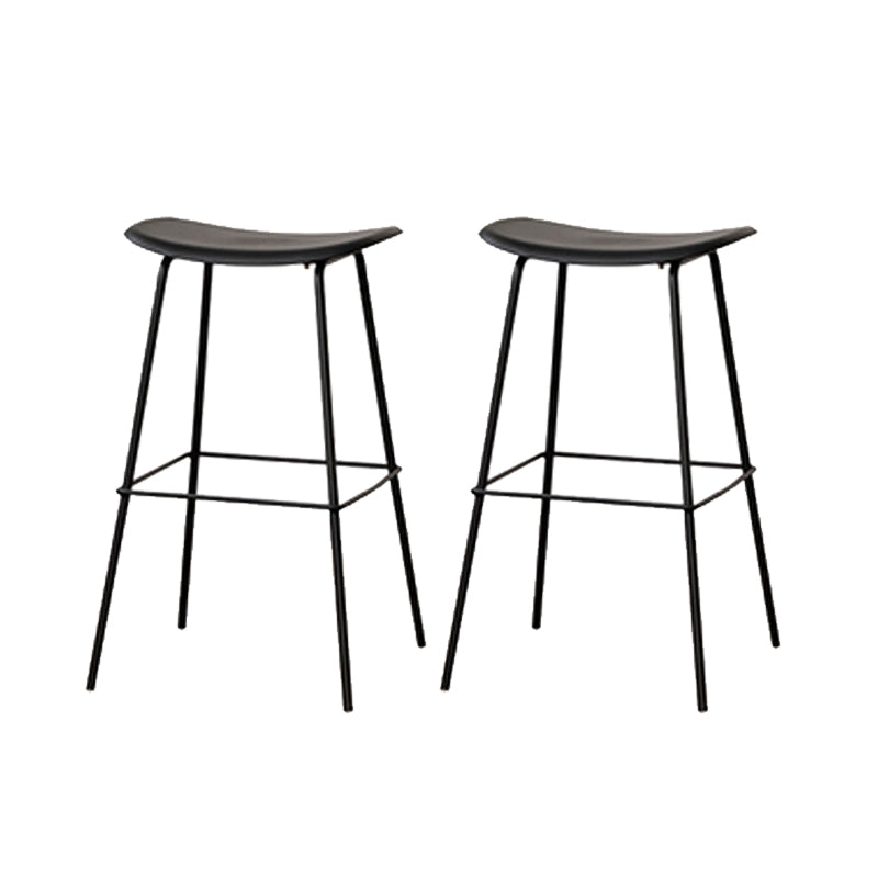 Contemporary Contoured Seat Armless Bar Stools with Metal Legs
