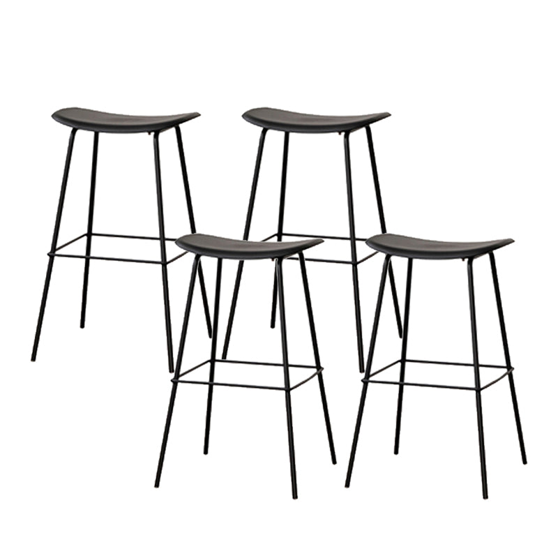 Contemporary Contoured Seat Armless Bar Stools with Metal Legs