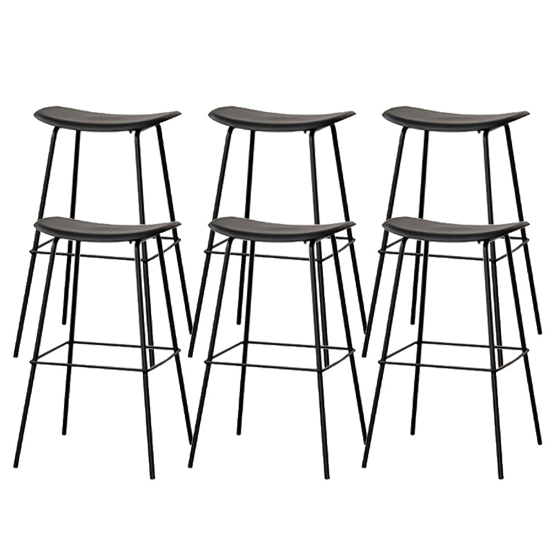Contemporary Contoured Seat Armless Bar Stools with Metal Legs