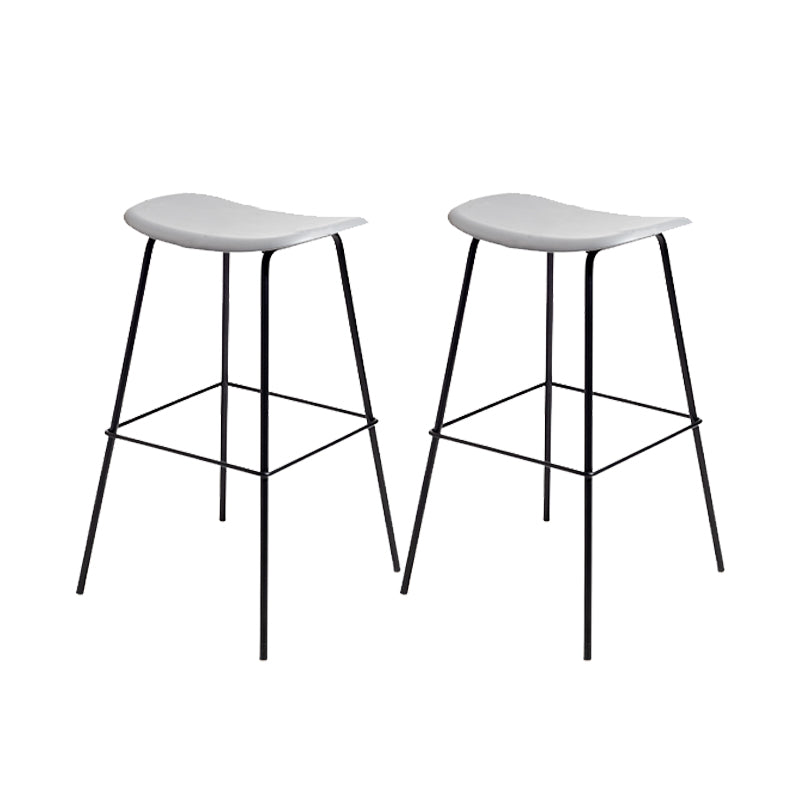 Contemporary Contoured Seat Armless Bar Stools with Metal Legs