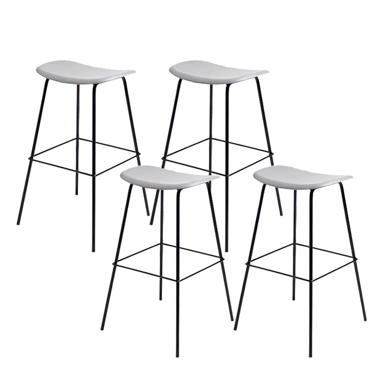 Contemporary Contoured Seat Armless Bar Stools with Metal Legs