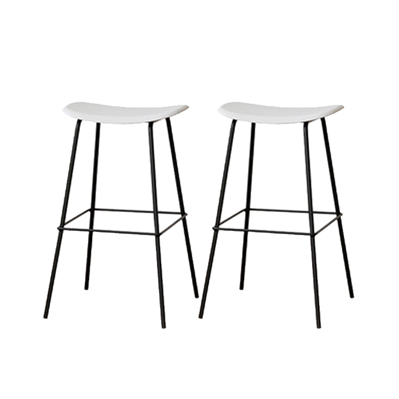 Contemporary Contoured Seat Armless Bar Stools with Metal Legs