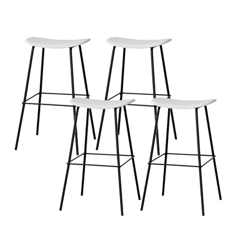 Contemporary Contoured Seat Armless Bar Stools with Metal Legs