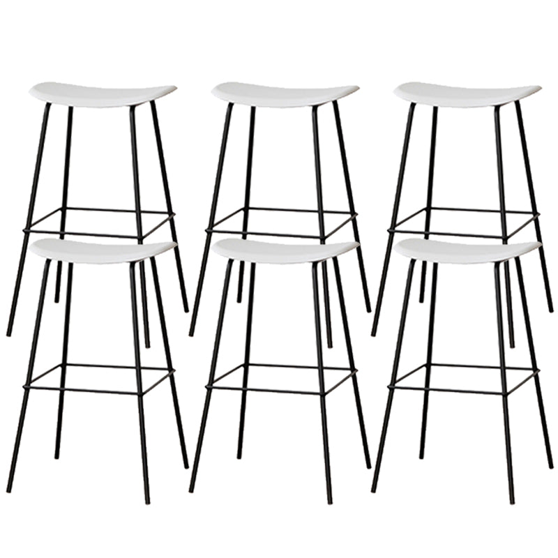Contemporary Contoured Seat Armless Bar Stools with Metal Legs