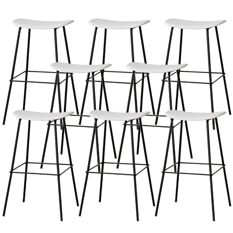 Contemporary Contoured Seat Armless Bar Stools with Metal Legs