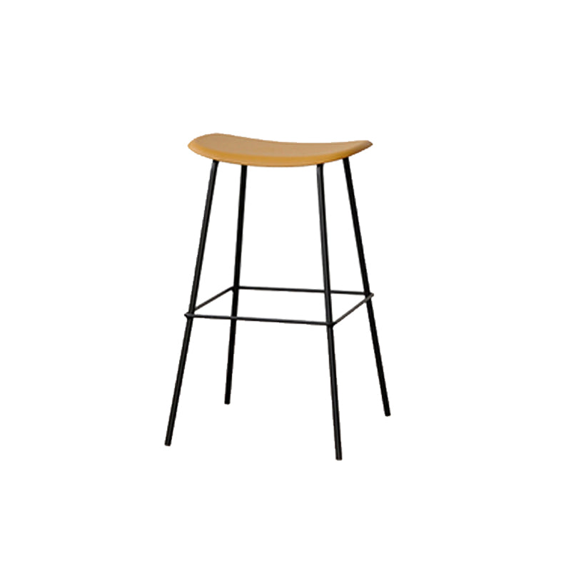 Contemporary Contoured Seat Armless Bar Stools with Metal Legs