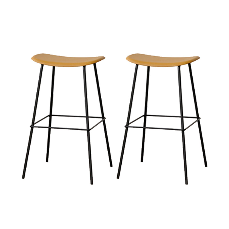 Contemporary Contoured Seat Armless Bar Stools with Metal Legs