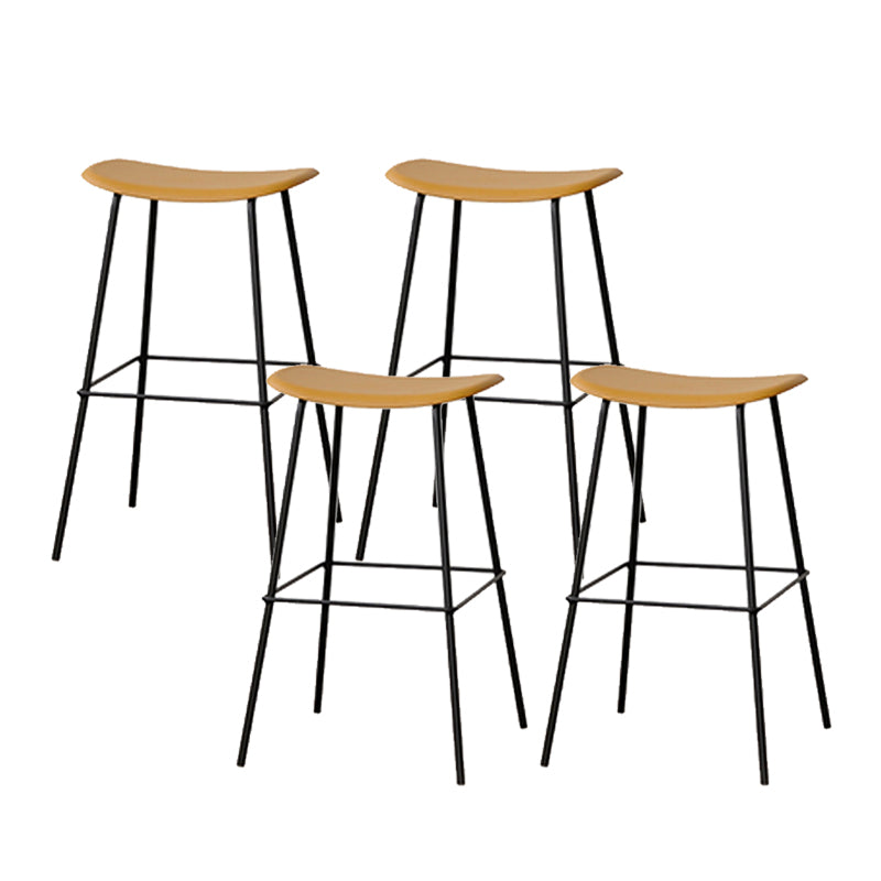 Contemporary Contoured Seat Armless Bar Stools with Metal Legs