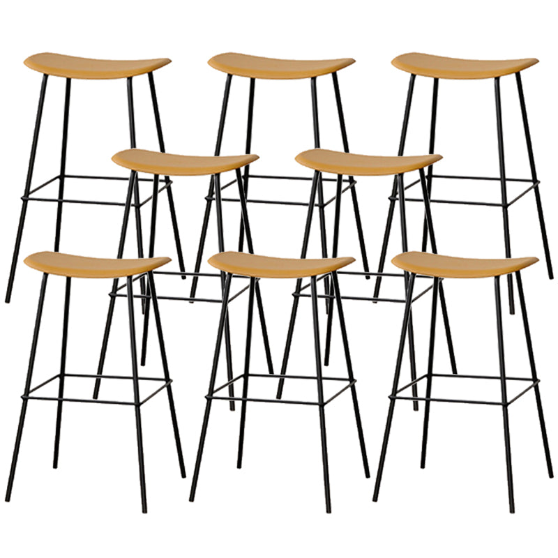 Contemporary Contoured Seat Armless Bar Stools with Metal Legs