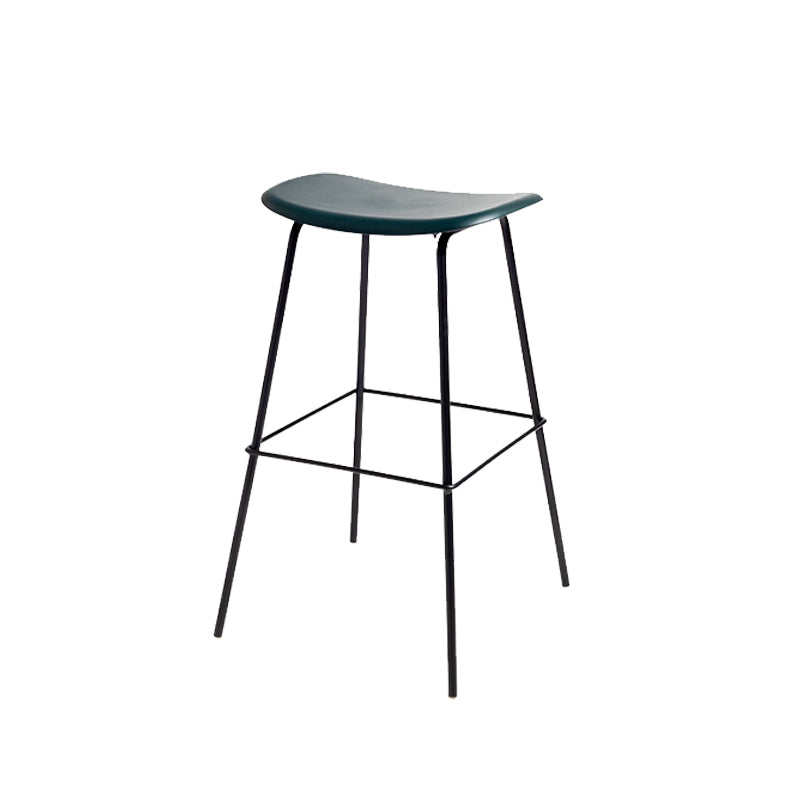 Contemporary Contoured Seat Armless Bar Stools with Metal Legs