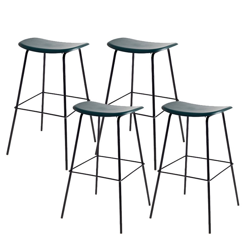 Contemporary Contoured Seat Armless Bar Stools with Metal Legs