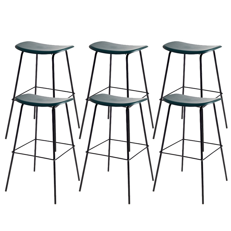 Contemporary Contoured Seat Armless Bar Stools with Metal Legs