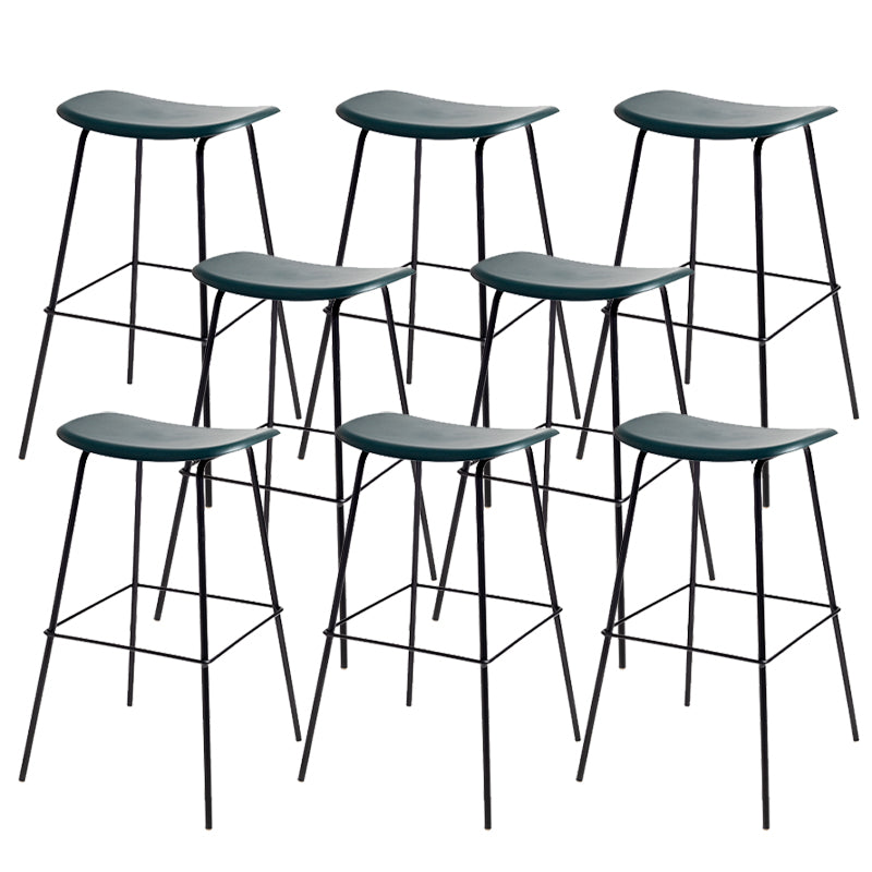 Contemporary Contoured Seat Armless Bar Stools with Metal Legs