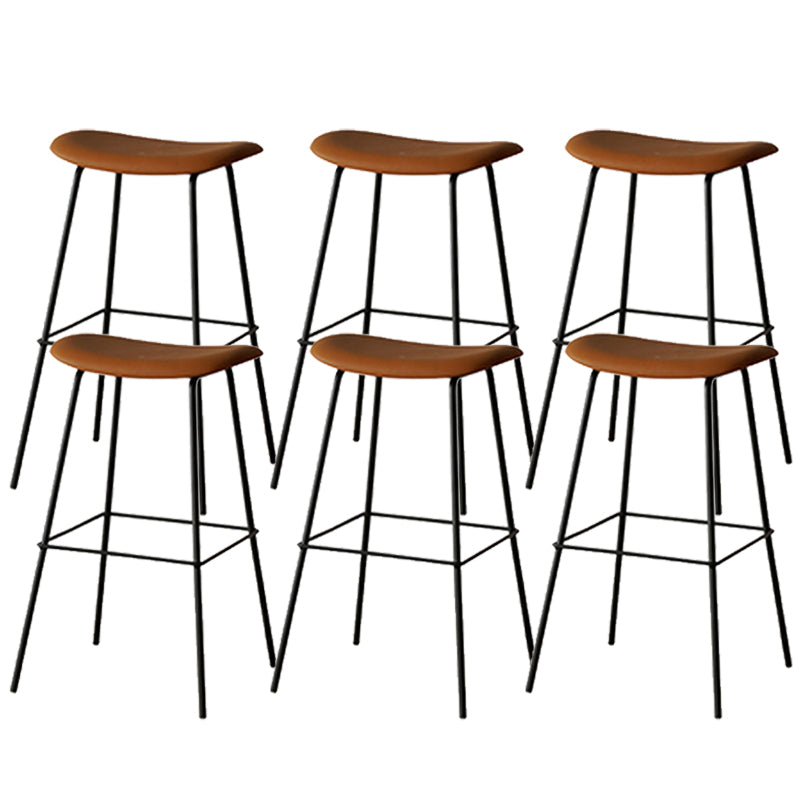 Contemporary Contoured Seat Armless Bar Stools with Metal Legs