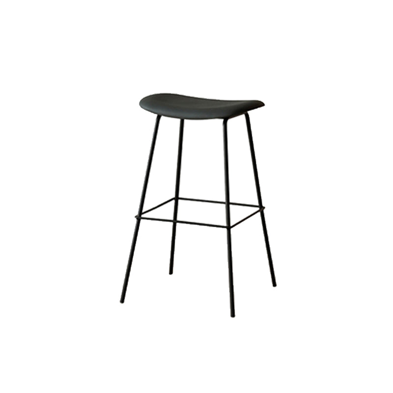 Contemporary Contoured Seat Armless Bar Stools with Metal Legs