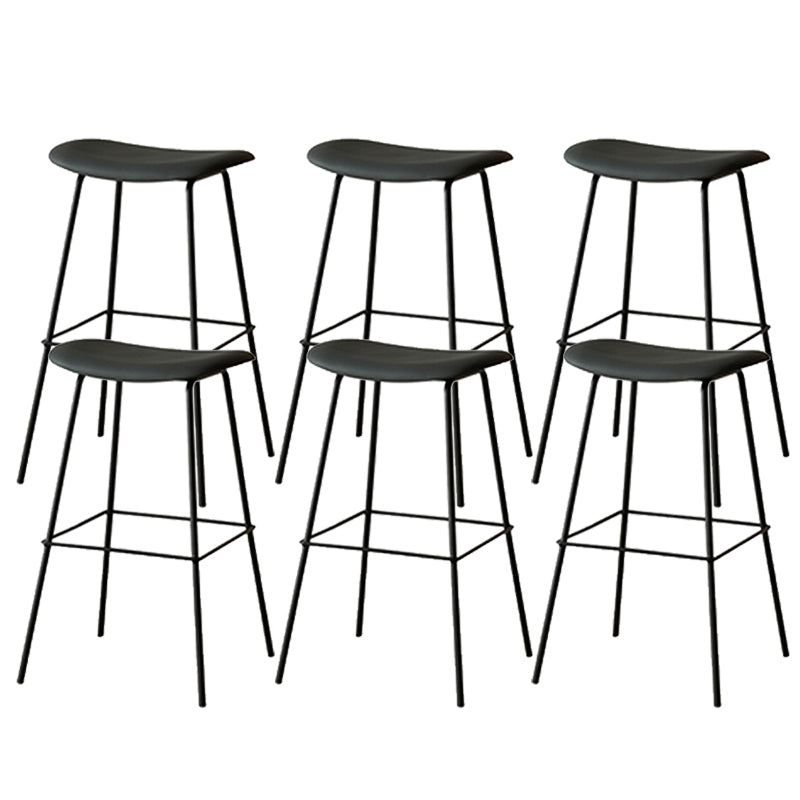 Contemporary Contoured Seat Armless Bar Stools with Metal Legs