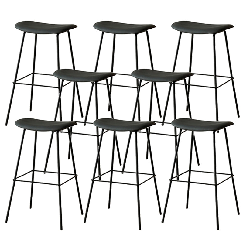 Contemporary Contoured Seat Armless Bar Stools with Metal Legs