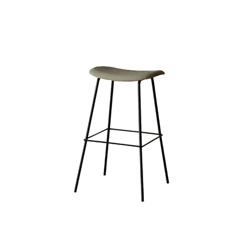 Contemporary Contoured Seat Armless Bar Stools with Metal Legs