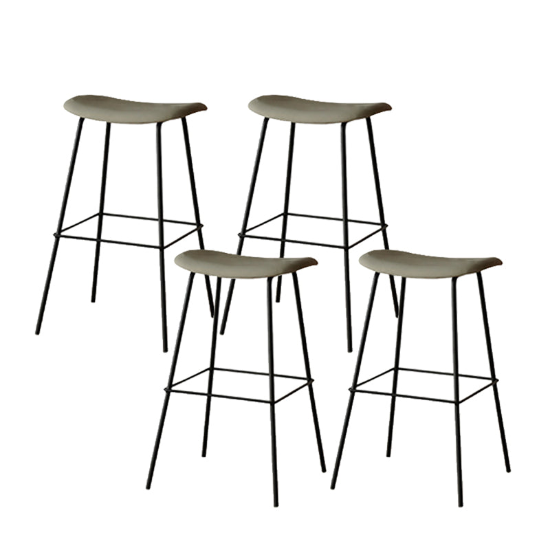 Contemporary Contoured Seat Armless Bar Stools with Metal Legs
