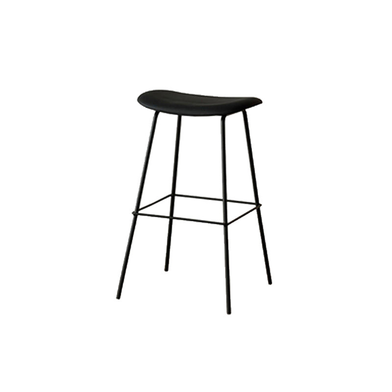 Contemporary Contoured Seat Armless Bar Stools with Metal Legs