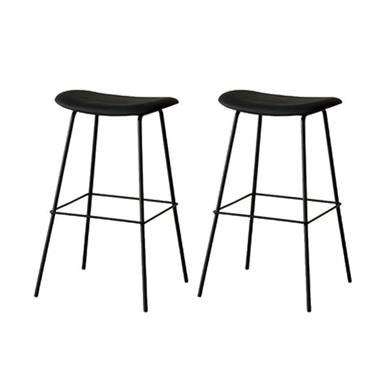 Contemporary Contoured Seat Armless Bar Stools with Metal Legs
