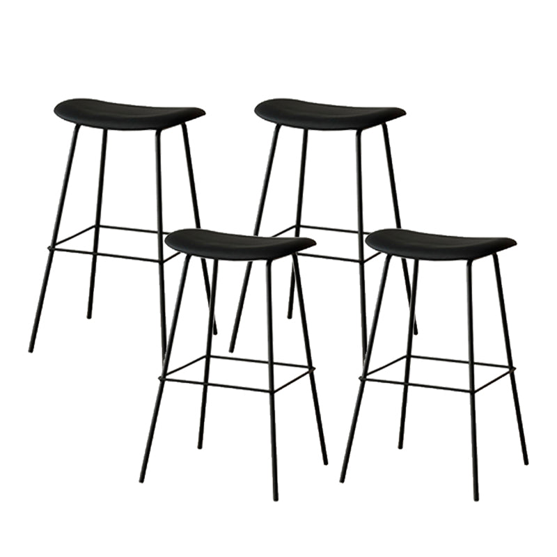 Contemporary Contoured Seat Armless Bar Stools with Metal Legs