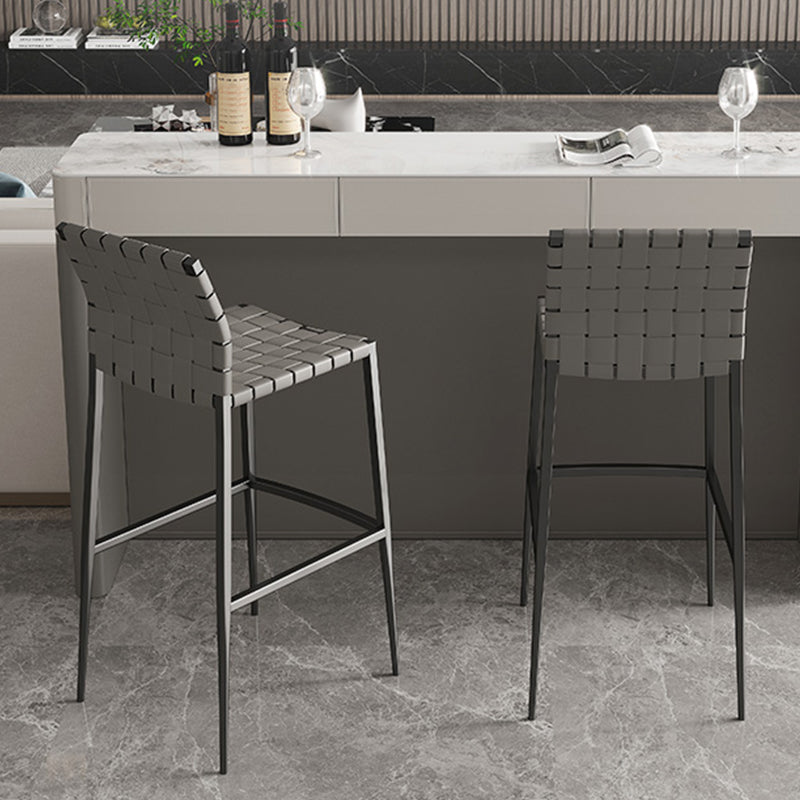 Industrial Low Back Counter Height Stools in Grey for Restaurant