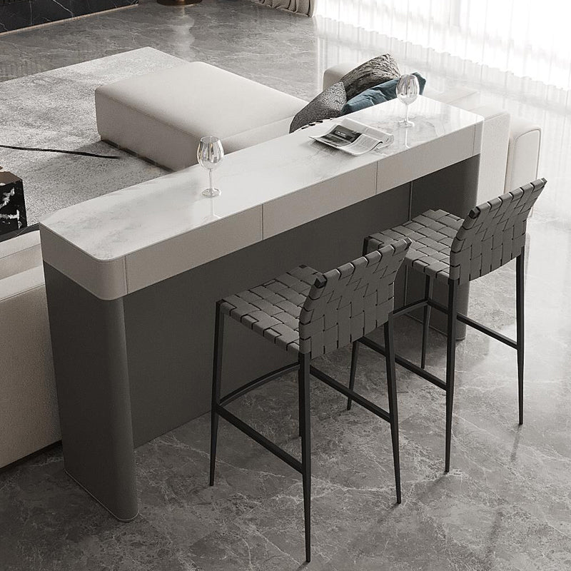 Industrial Low Back Counter Height Stools in Grey for Restaurant