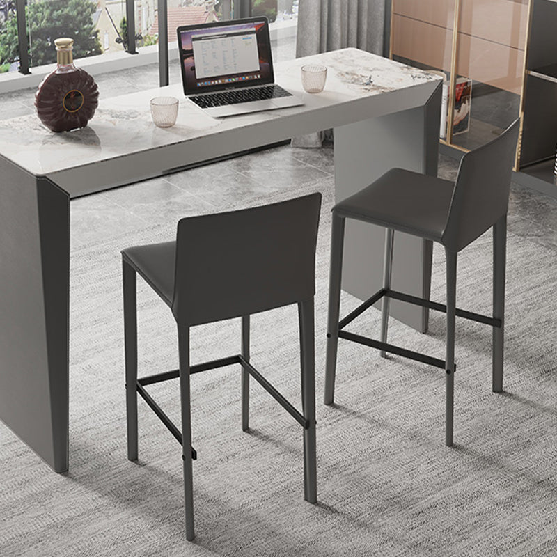 Modern Grey Counter Height Stools with Low Back for Restaurant