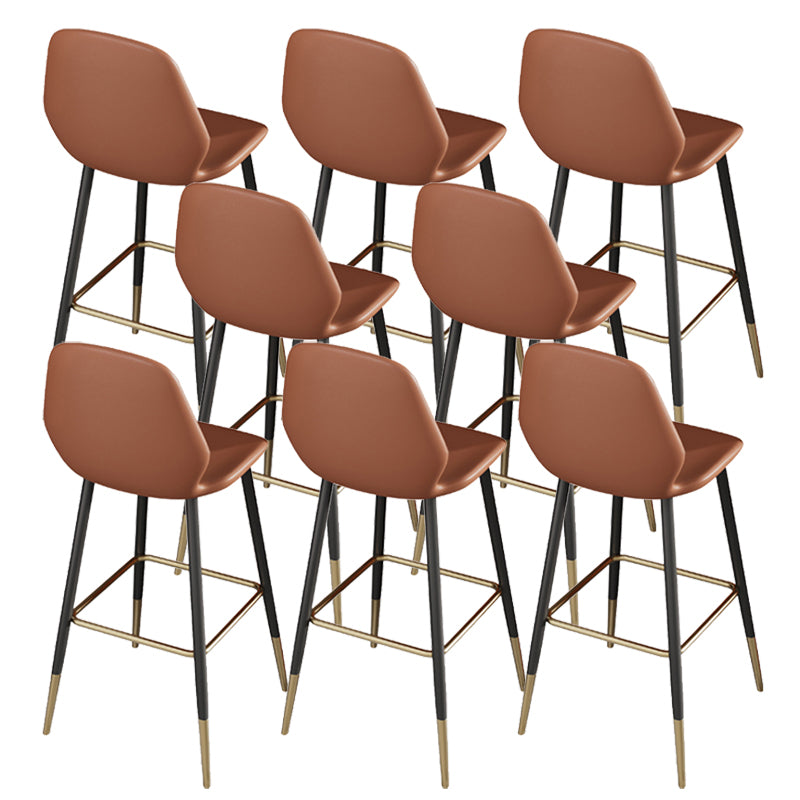 Contemporary Armless Counter Height Stools with Footrest in Orange