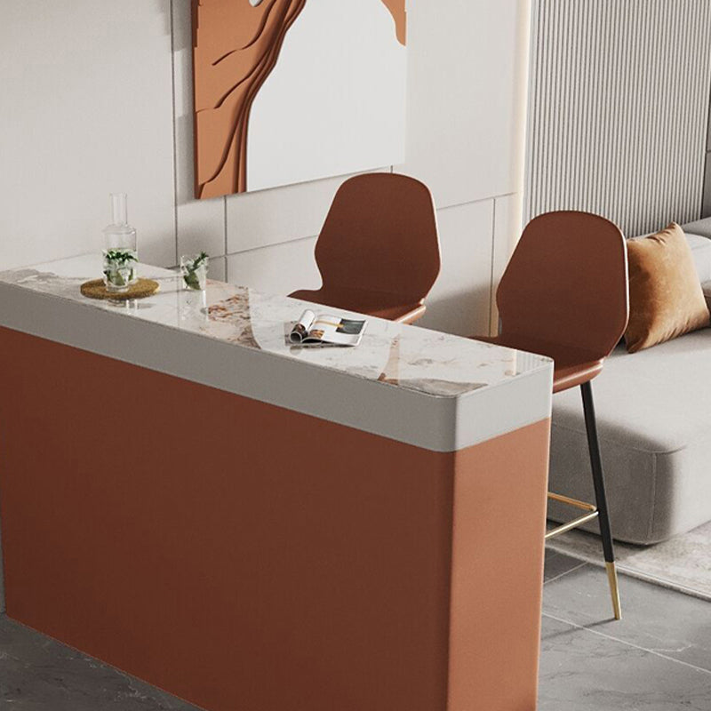 Contemporary Armless Counter Height Stools with Footrest in Orange