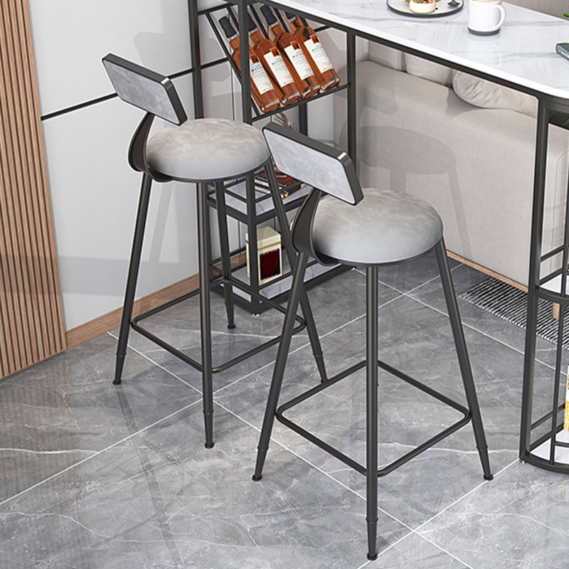Contemporary Low Back Upholstered and Metal Counter-height Stool with Footrest