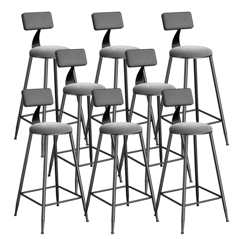 Contemporary Low Back Upholstered and Metal Counter-height Stool with Footrest