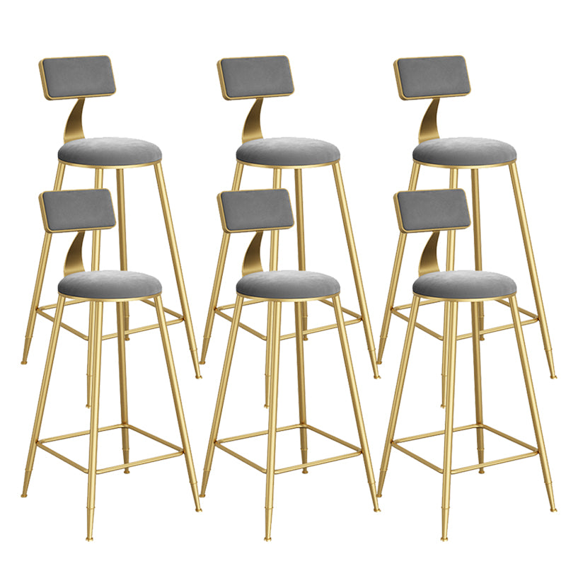 Contemporary Low Back Upholstered and Metal Counter-height Stool with Footrest