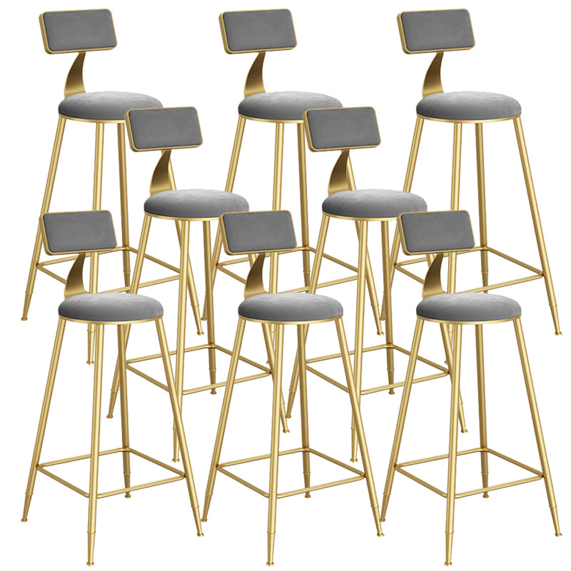 Contemporary Low Back Upholstered and Metal Counter-height Stool with Footrest