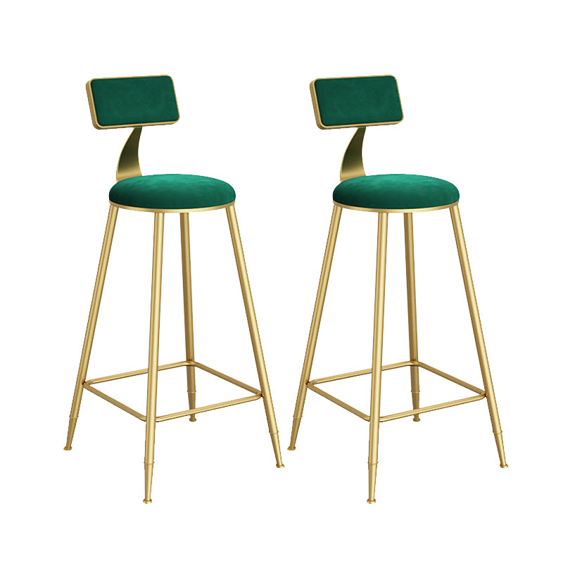 Contemporary Low Back Upholstered and Metal Counter-height Stool with Footrest