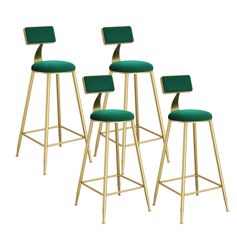 Contemporary Low Back Upholstered and Metal Counter-height Stool with Footrest