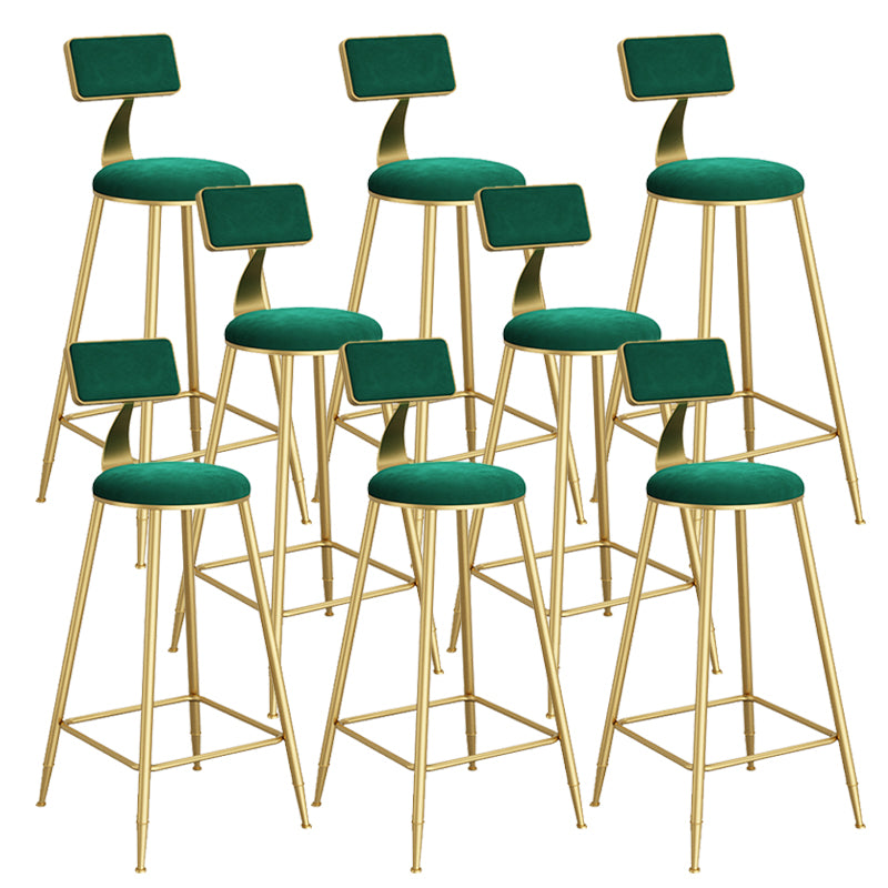 Contemporary Low Back Upholstered and Metal Counter-height Stool with Footrest