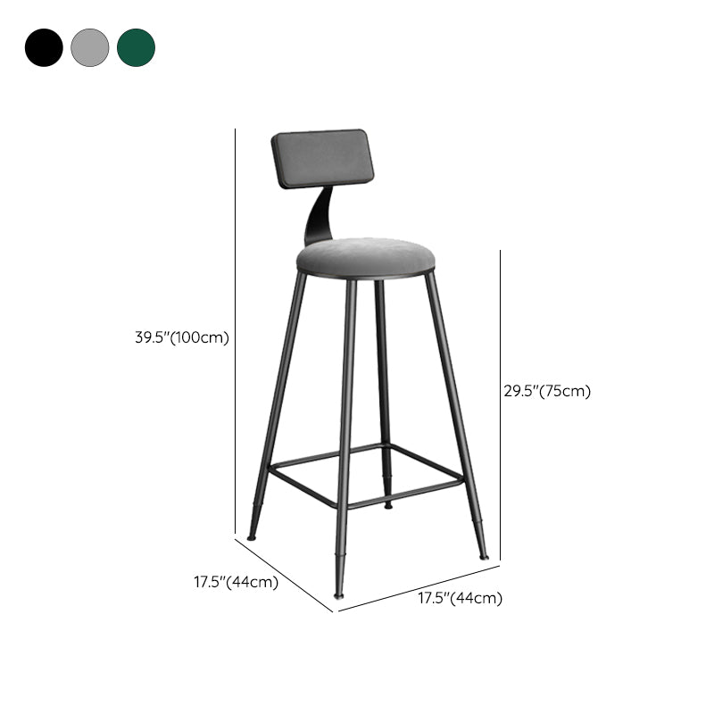 Contemporary Low Back Upholstered and Metal Counter-height Stool with Footrest
