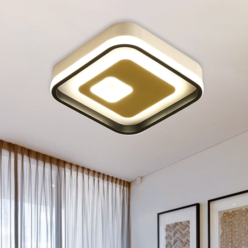 LED Hallway Flush Lighting Modernist Black and White Flush Ceiling Lamp with Round/Square Acrylic Shade