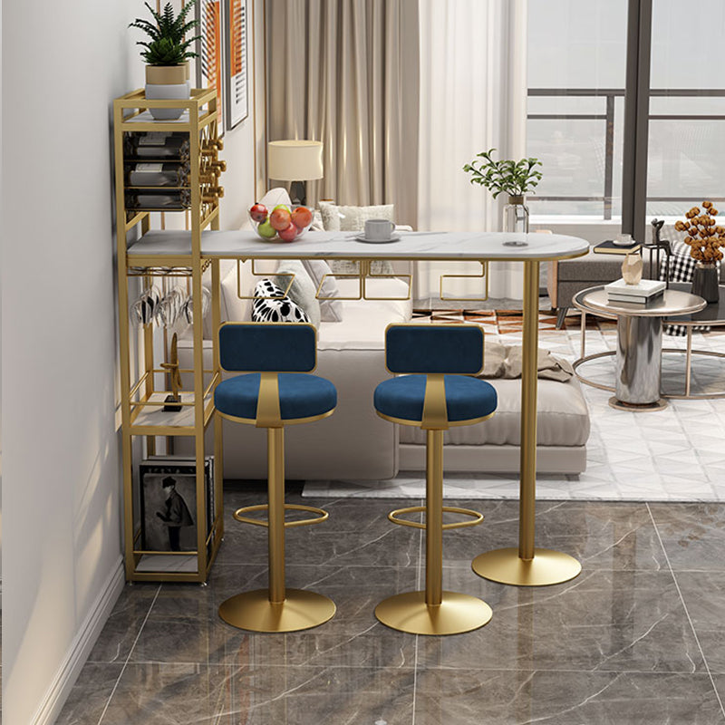 Contemporary Low Back Counter Height Stools with Footrest for Living Room