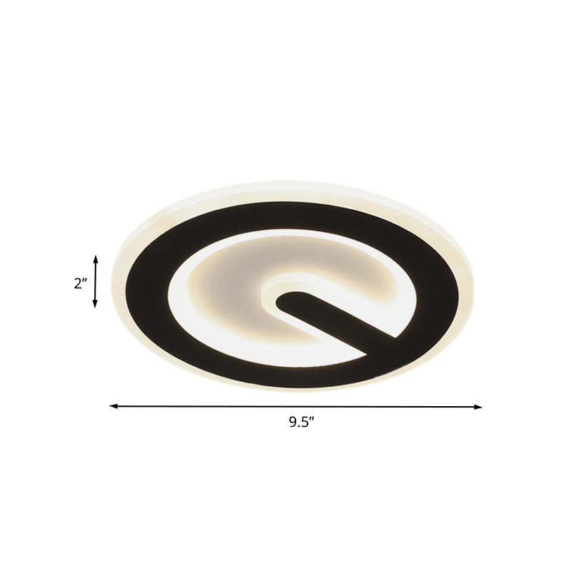 Minimalist Circular Ceiling Flush Acrylic LED Corridor Flush Mount Light Fixture in Black, Warm/White Light