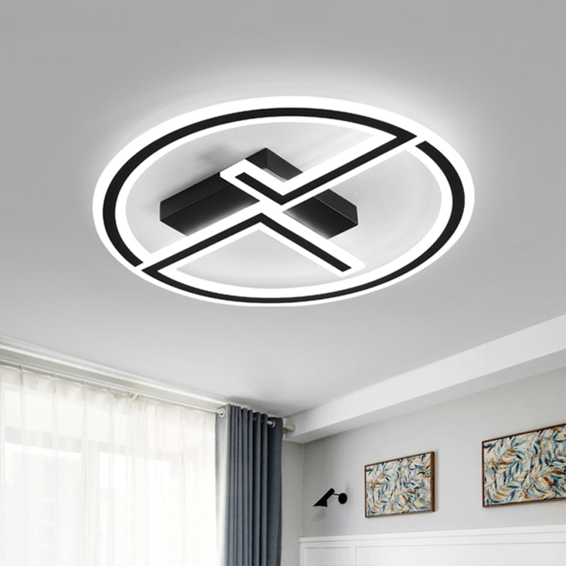 Ring- en Dual-L-plafondlamp Moderne acryl LED-inbouwlamp in zwart