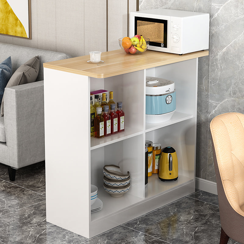 Contemporary Wood Top Rectangle Bar Dining Table with Storage for Living Room