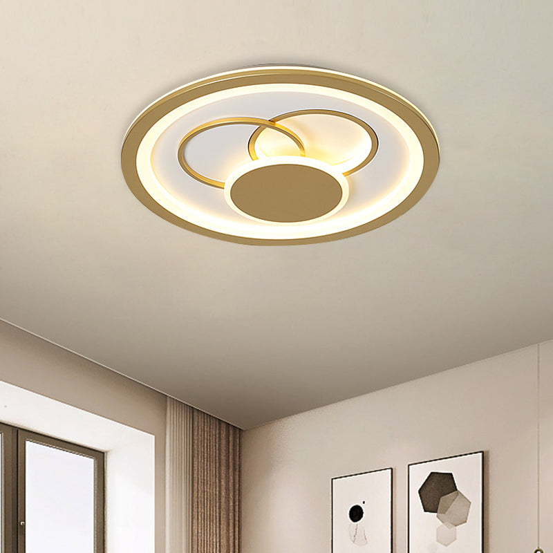 16"/19.5" Dia Acrylic Round Flush Mount Fixture Modernist LED Flushmount in Gold, Warm/White Light